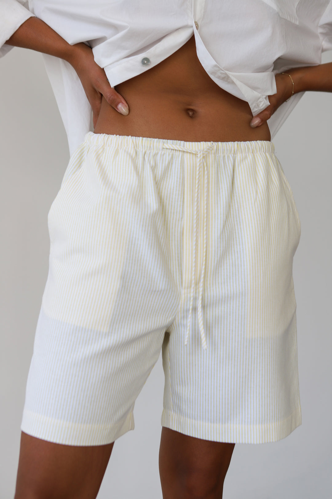 The Pinstripe Bermuda Short - Butter
