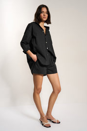 The Poplin Short Set - Black