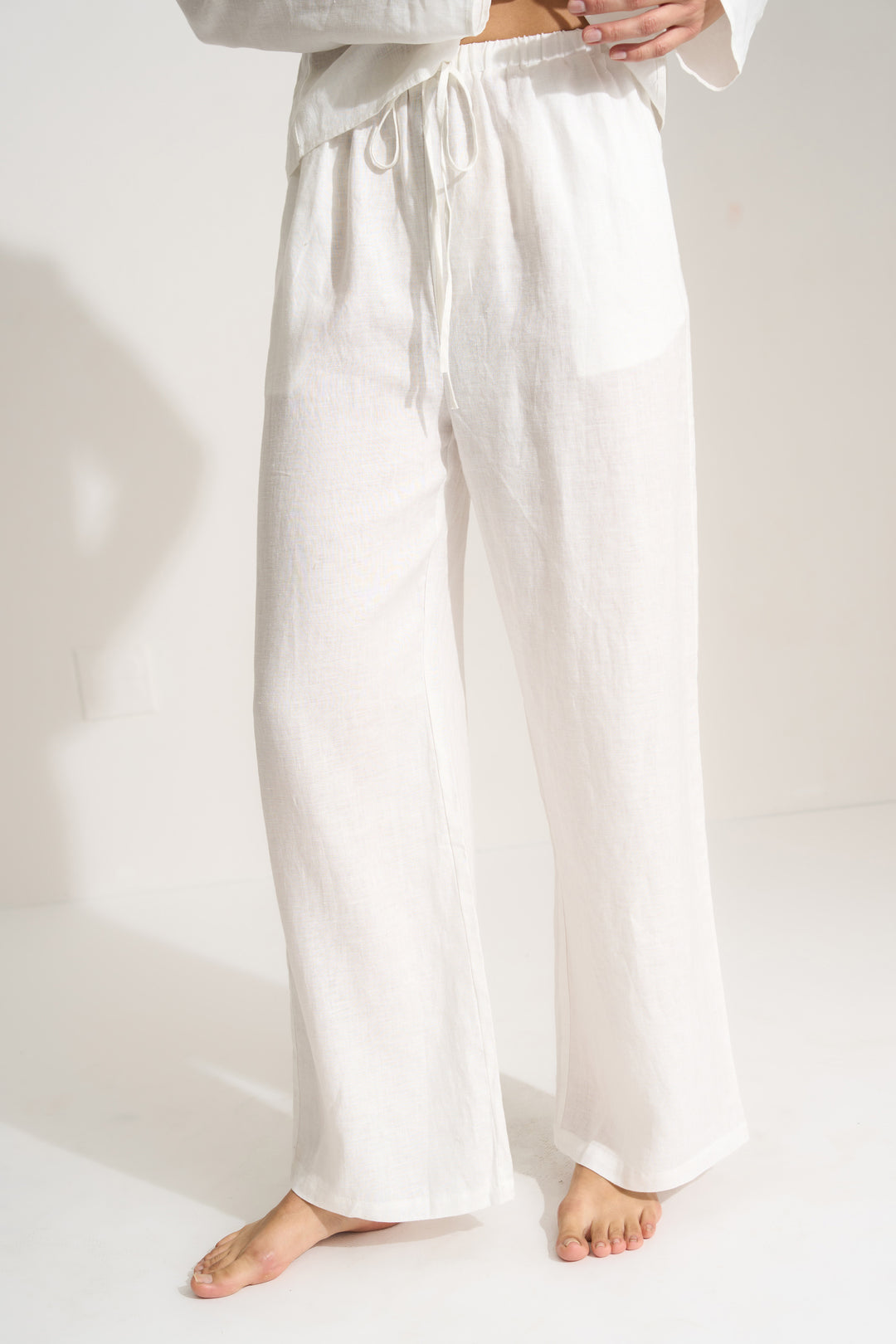 The Linen Drawstring Pant - White