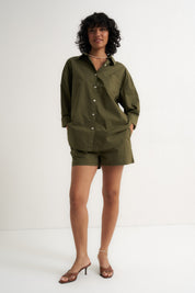 The Poplin Short Set - Olive