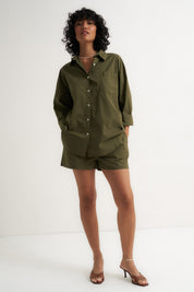 The Poplin Short Set - Olive