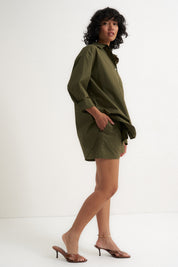 The Poplin Short Set - Olive