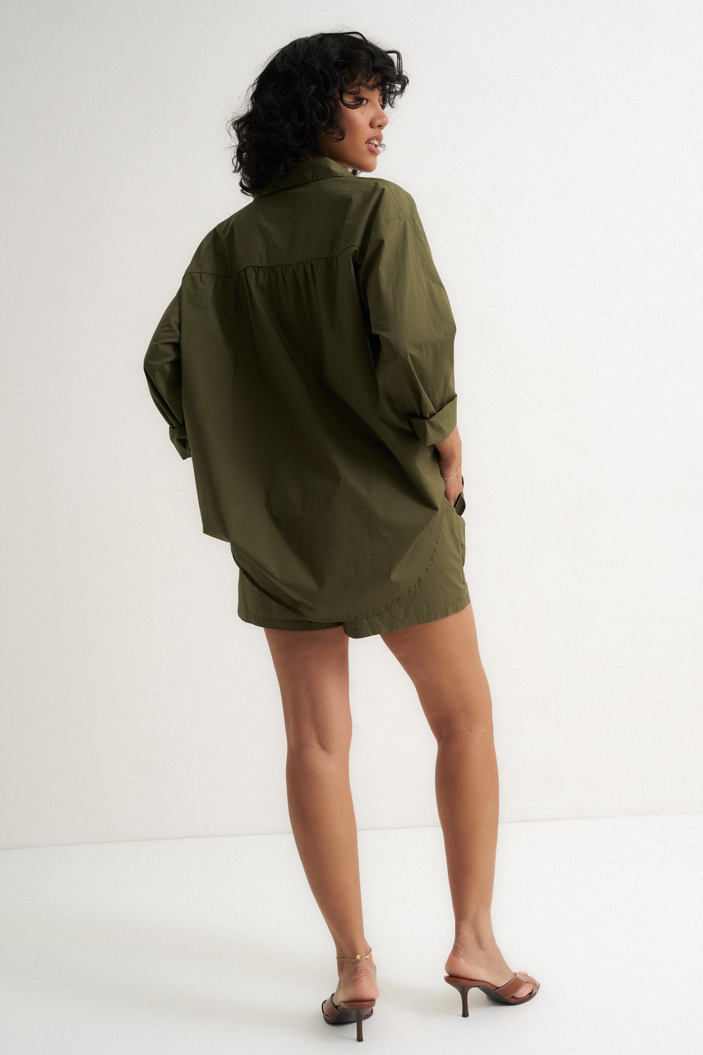 The Poplin Short Set - Olive