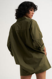The Poplin Short Set - Olive