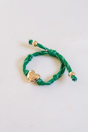 Blaine Puffy Heart Paracord Bracelet -  Kelly Green