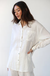 The Linen Drawstring Pant Set - White