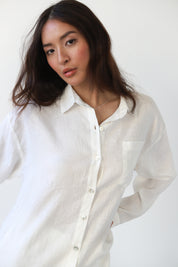 The Linen Button Down - White