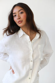 The Linen Button Down - White