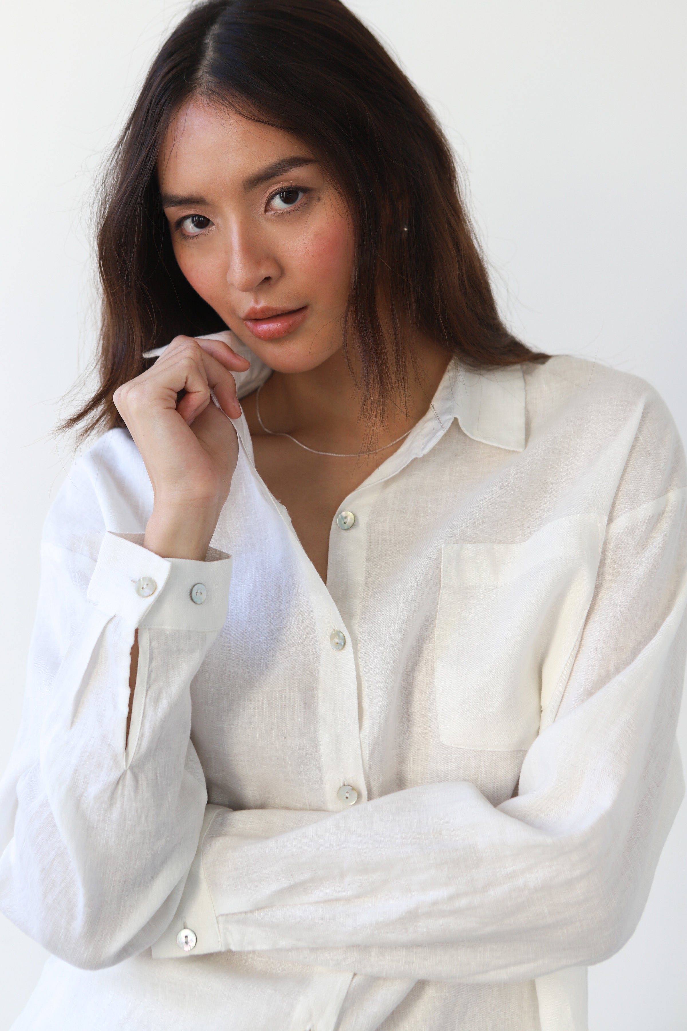The Linen Drawstring Pant Set - White