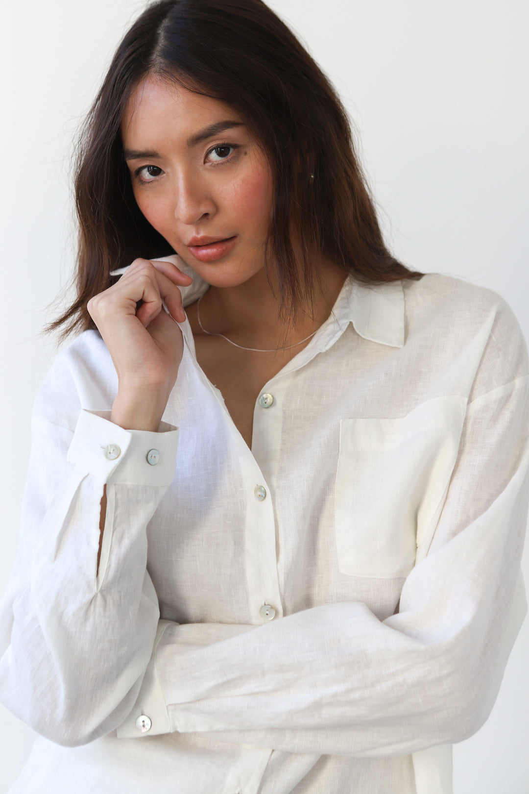 The Linen Drawstring Pant Set - White