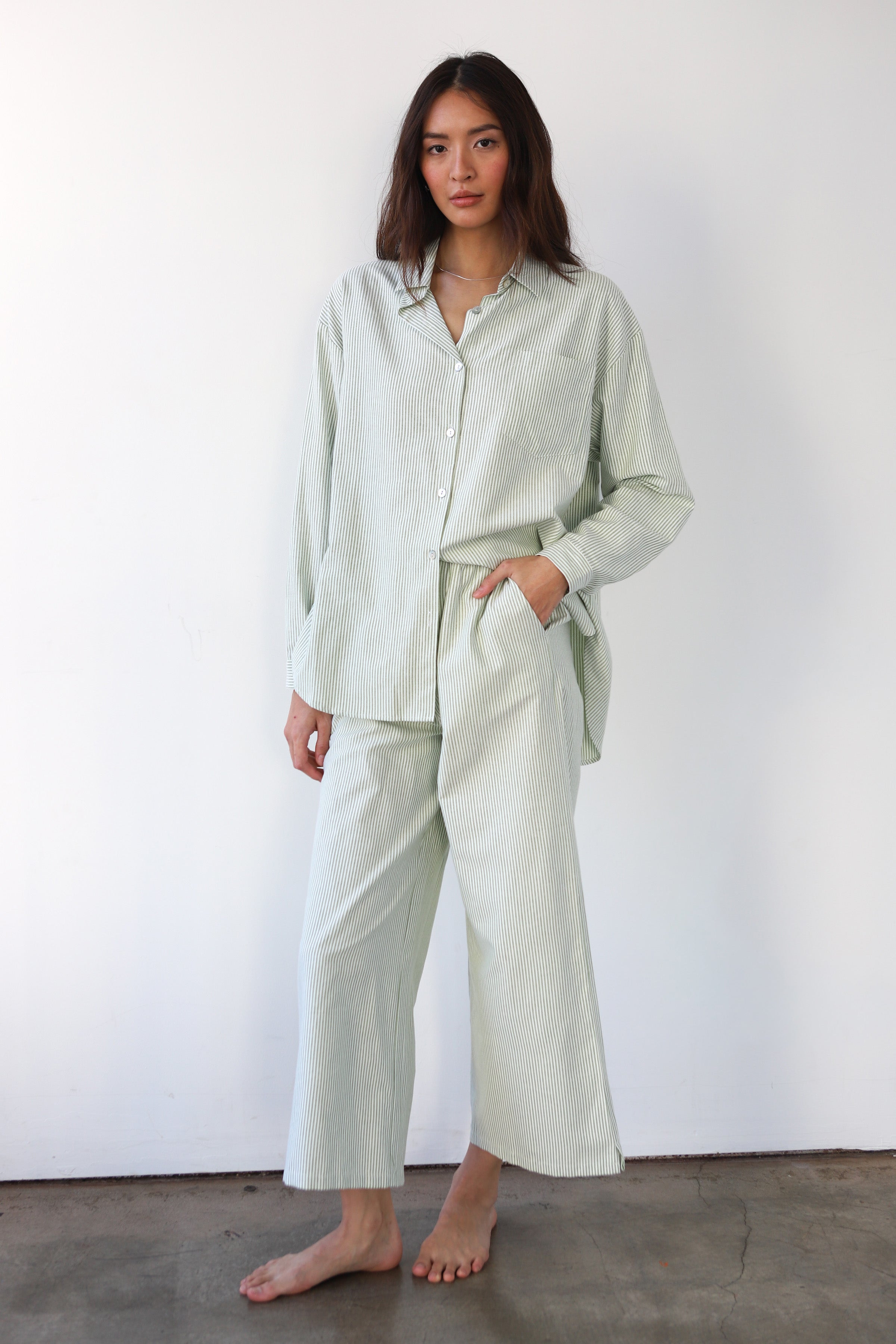 The Pinstripe Boxer Pant - Green