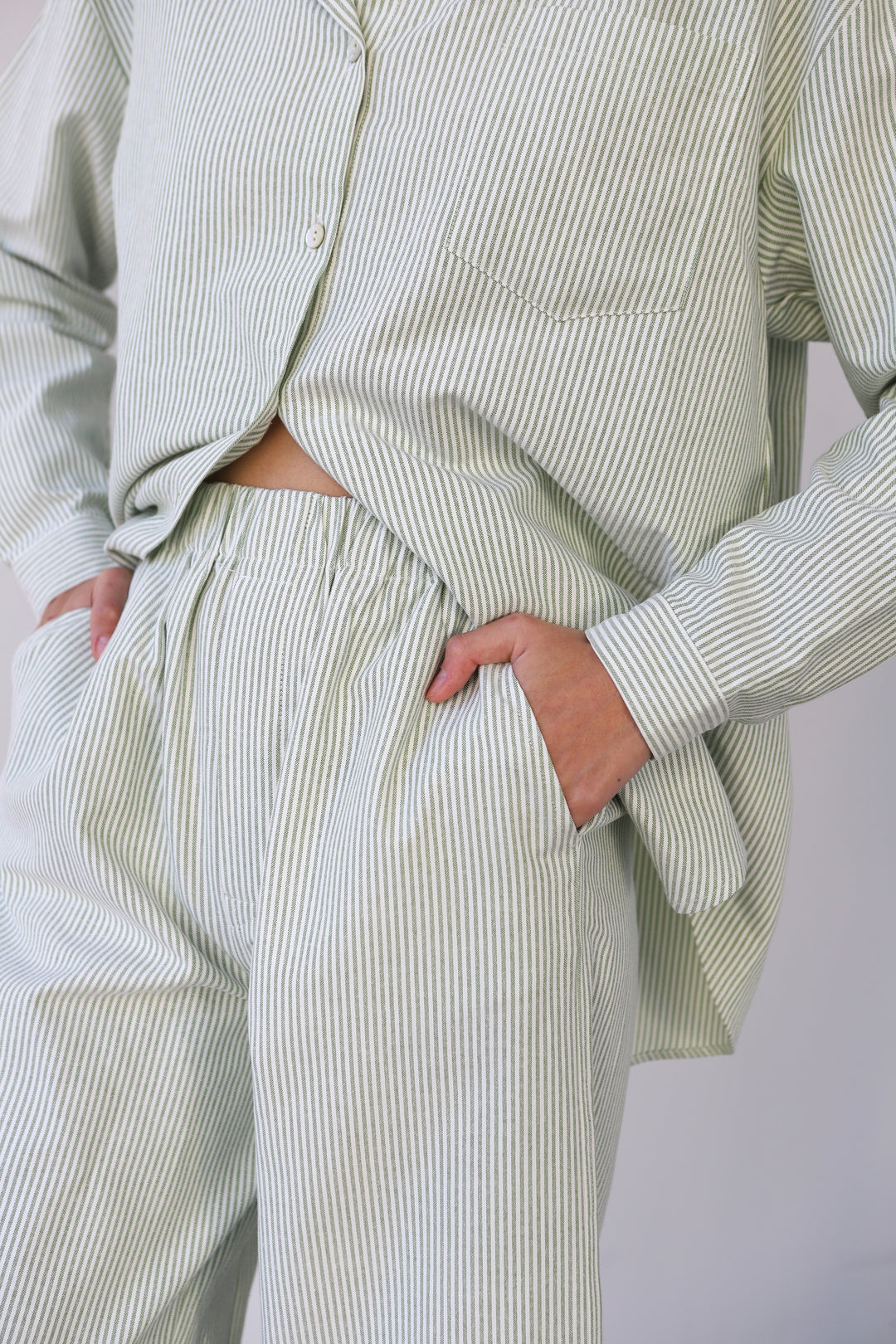 The Pinstripe Boxer Pant - Green