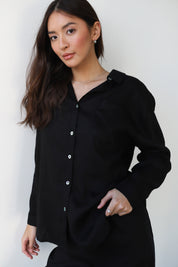 The Linen Button Down - Black