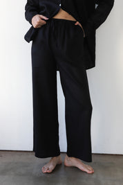 The Linen Drawstring Pant - Black