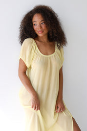 The Sheer Chemise Maxi Dress - Lemon