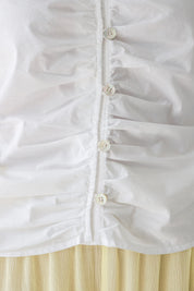 The Poplin Ruched Button Down - White
