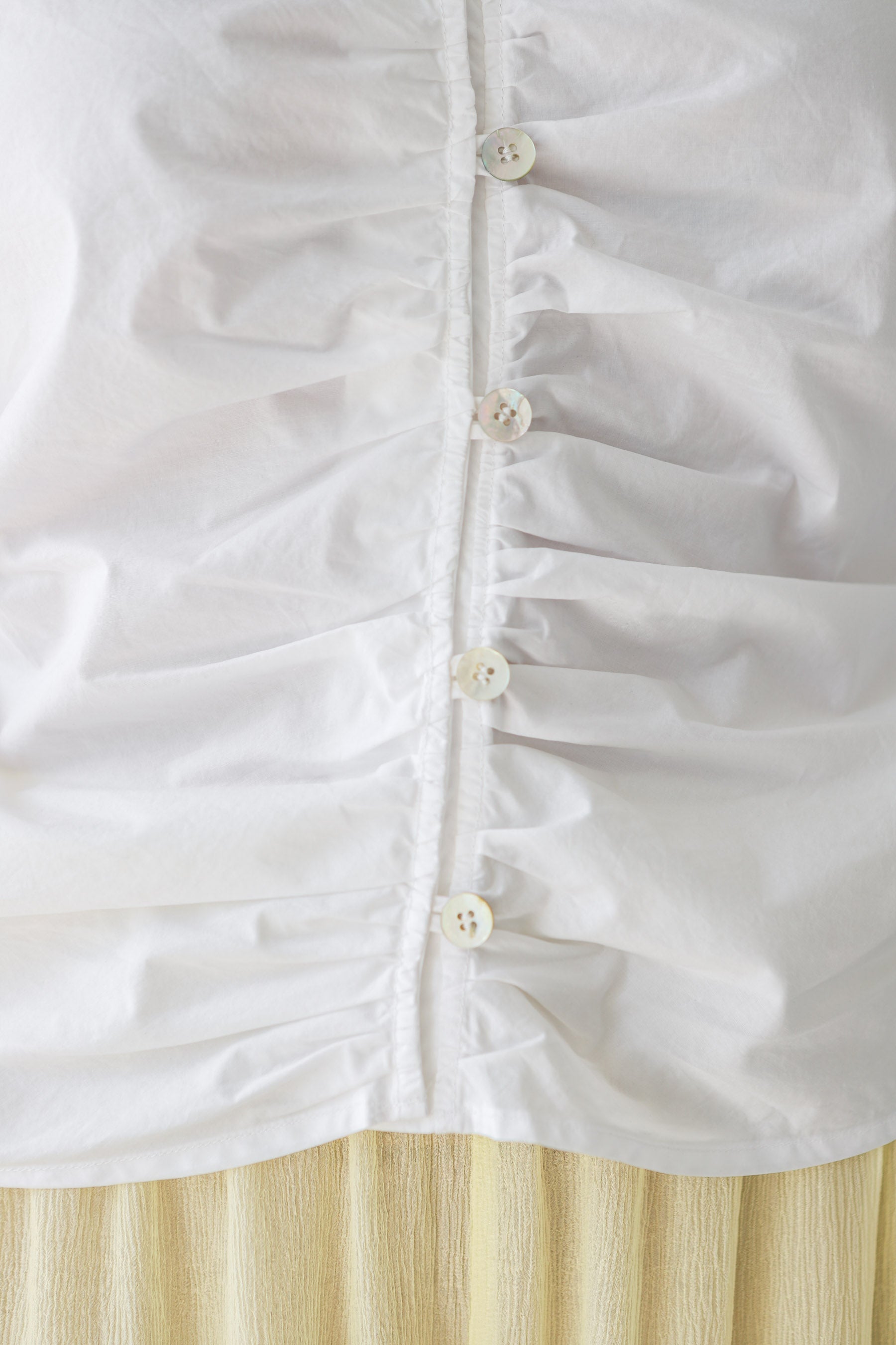 The Poplin Ruched Button Down - White