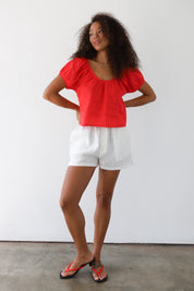 The Linen Boxer Short - White