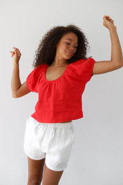 The Linen Boxer Short - White