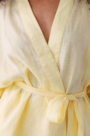 The Linen Short Robe - Lemon