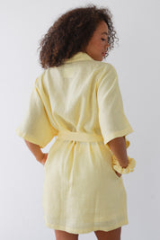 The Linen Short Robe - Lemon