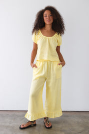 The Linen Chemise Top - Lemon