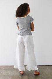 The Linen Ruffle Pant - White