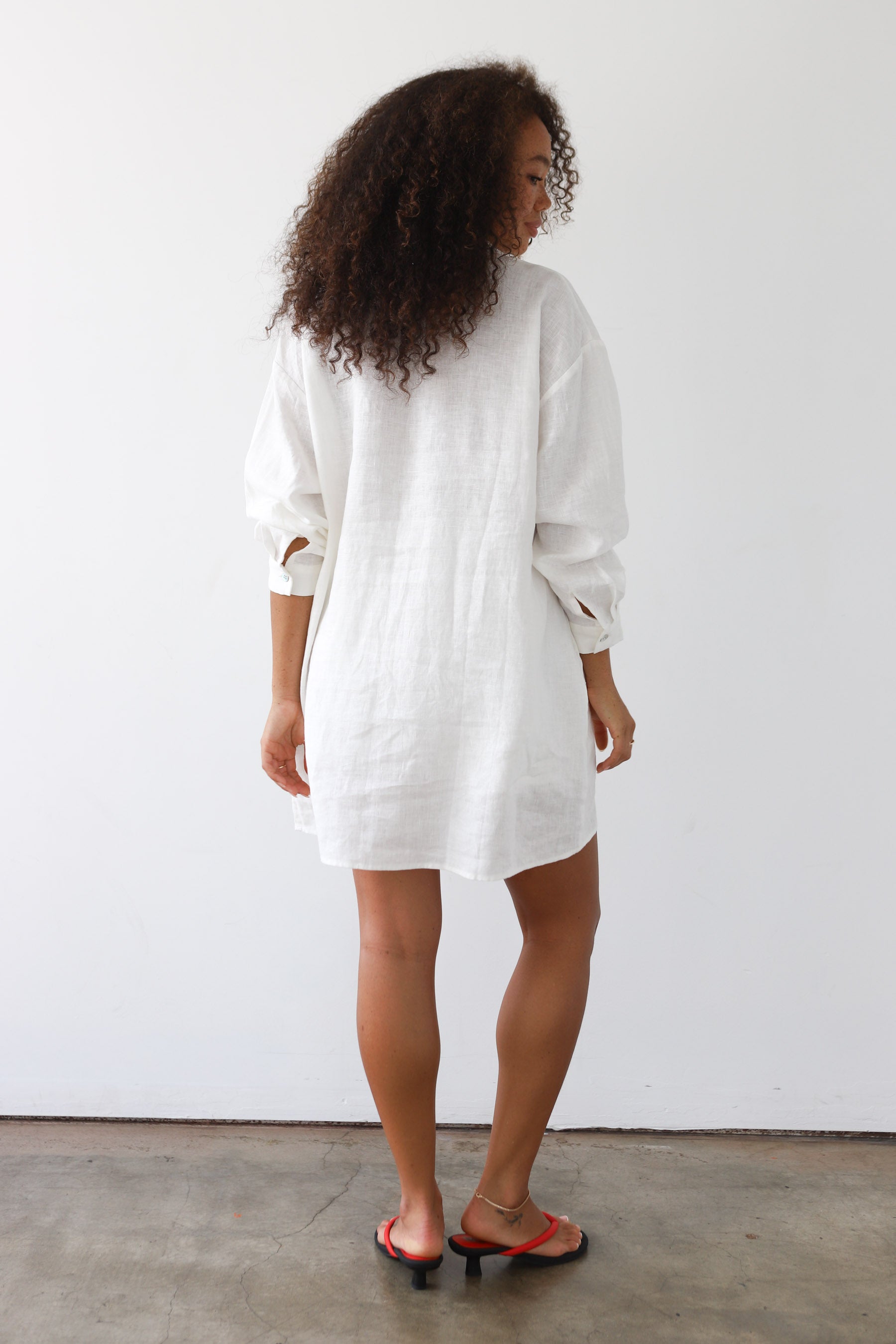 The Linen Let's Go Mini Dress - White