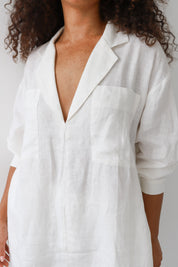 The Linen Let's Go Mini Dress - White
