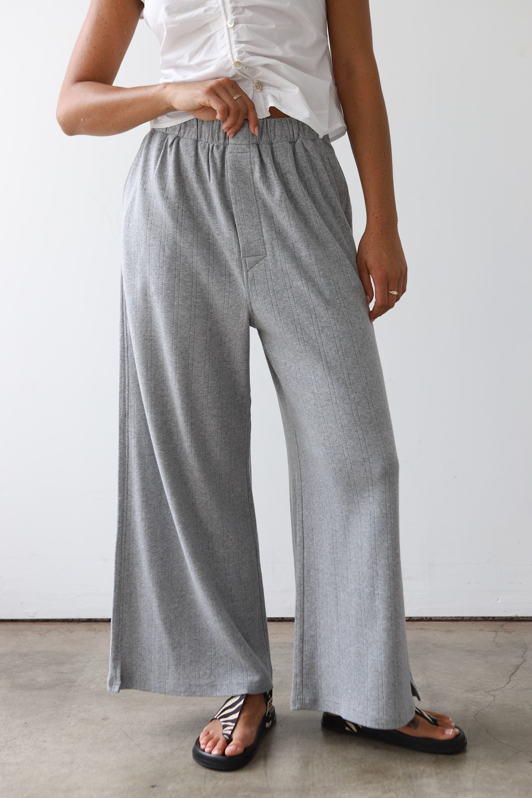 The Pointelle Boxer Pant - Heather Grey