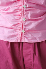 The Poplin Ruched Button Down - Pink
