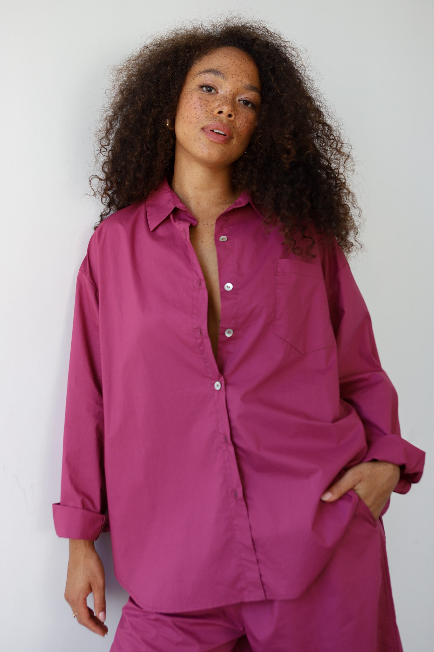 The Poplin Button Down - Plum