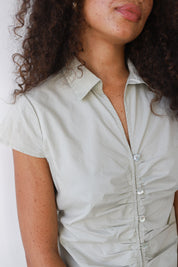 The Poplin Ruched Button Down - Clay