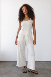 The Pointelle Boxer Pant - Creme