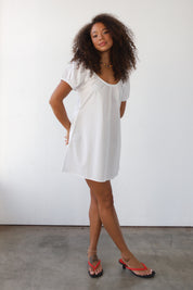 The Poplin Chemise Mini Dress - White