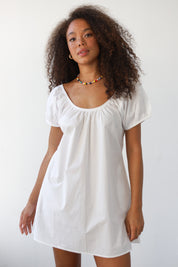The Poplin Chemise Mini Dress - White