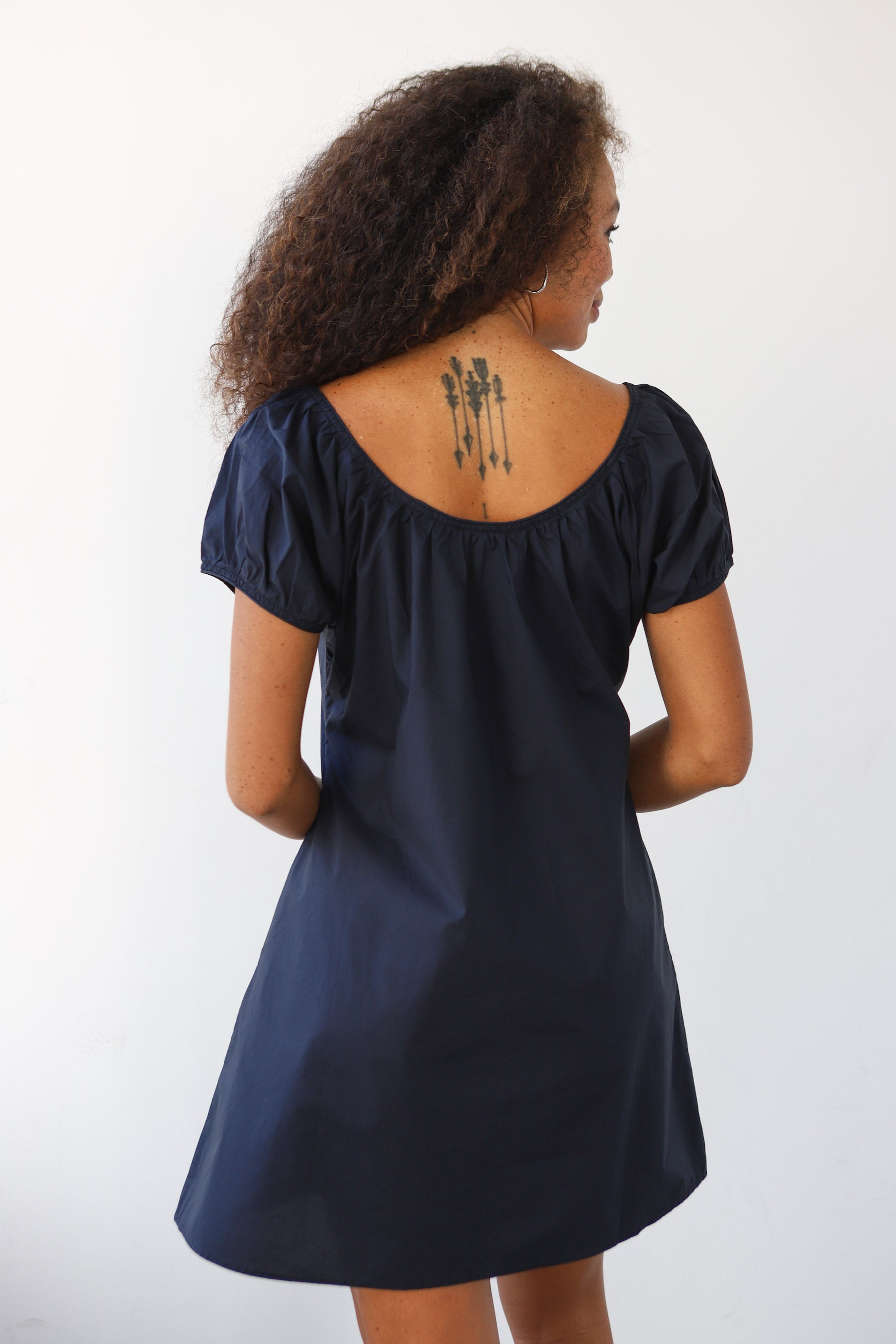The Poplin Chemise Mini Dress - Navy