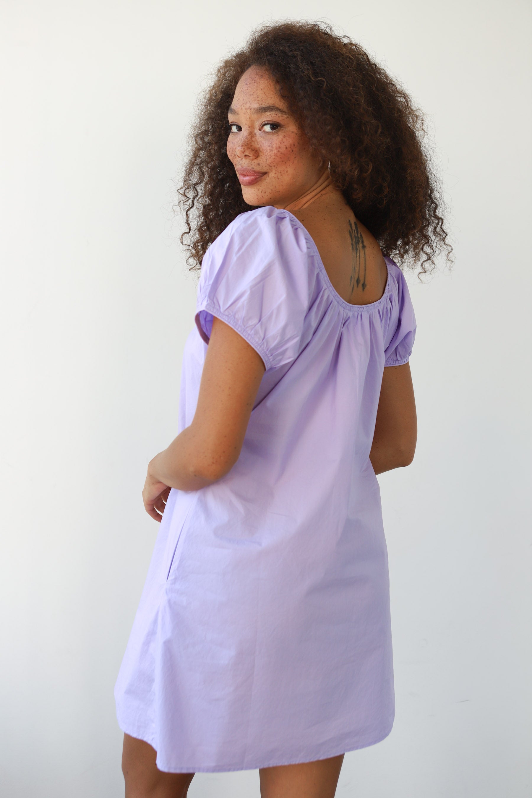 The Poplin Chemise Mini Dress - Lavender