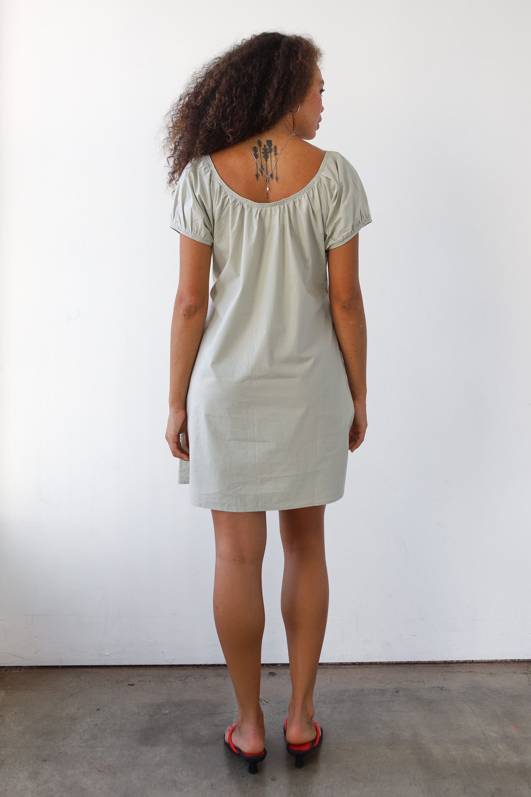 The Poplin Chemise Mini Dress - Clay