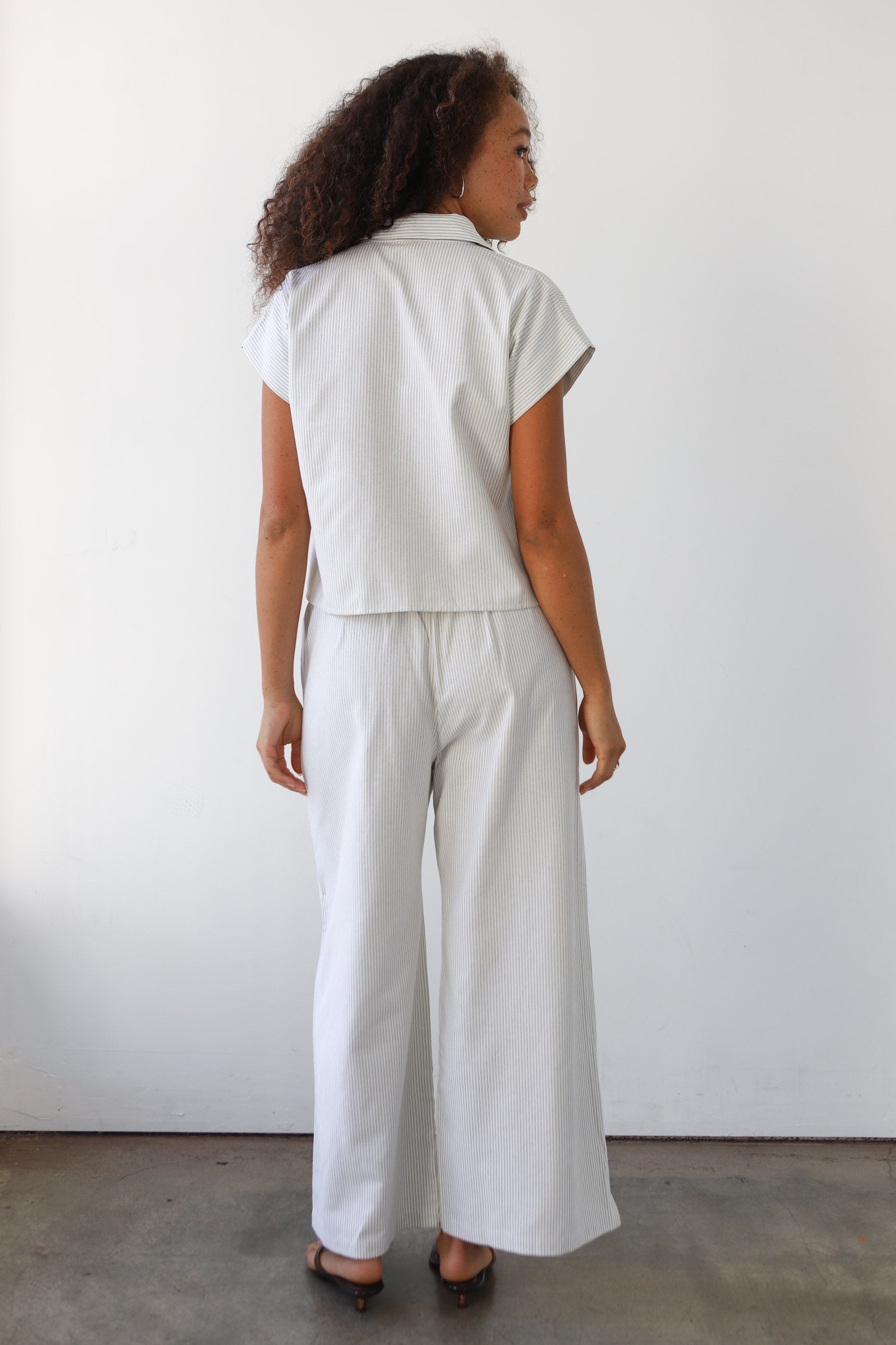 The Pinstripe Boxer Pant - Sage