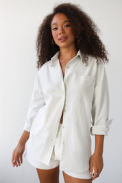 The Pinstripe Button Down - Sage