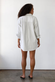 The Pinstripe Button Down - Sage