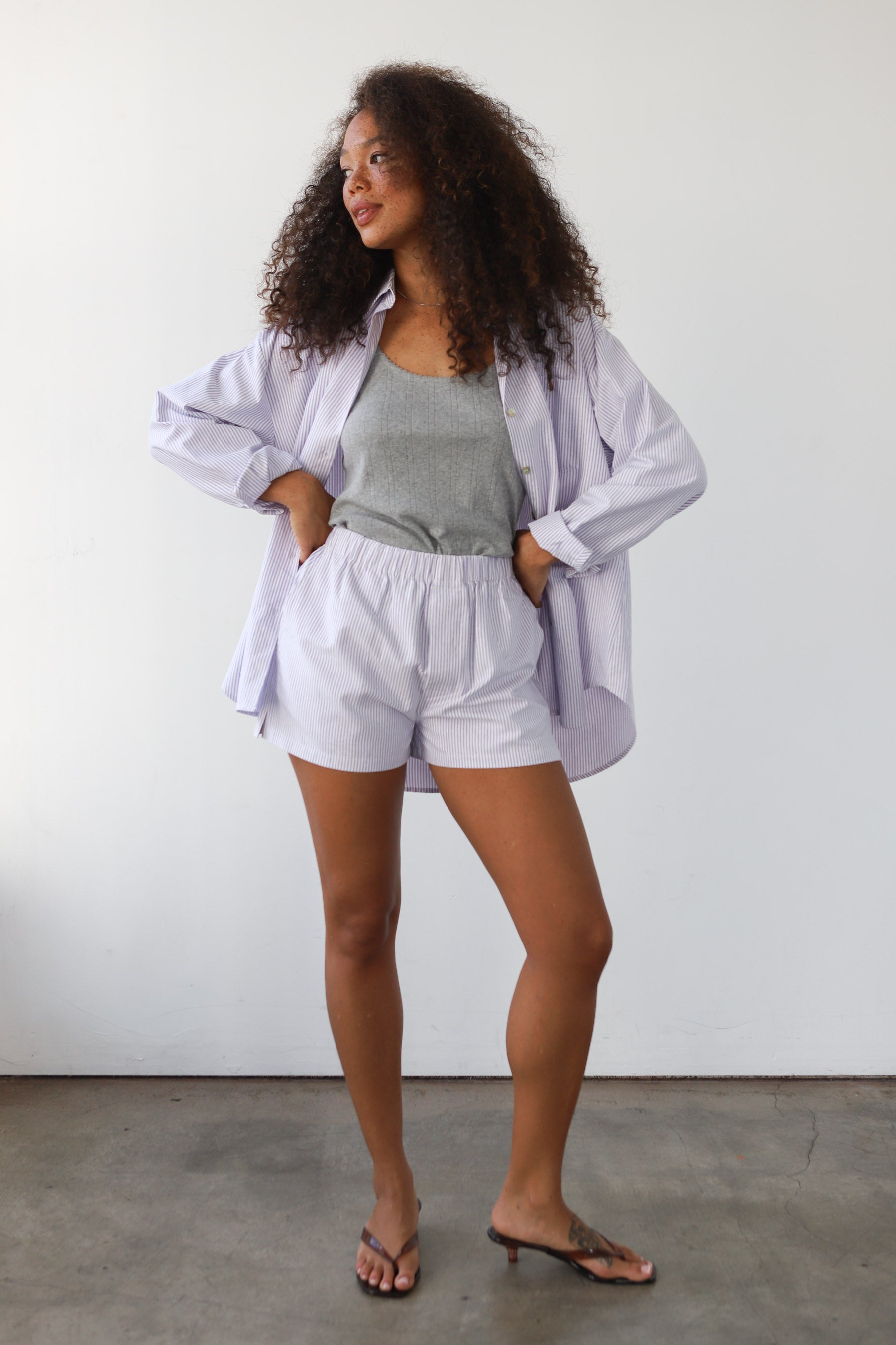 The Pinstripe Boxer Short - Lavender