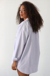 The Pinstripe Button Down - Lavender