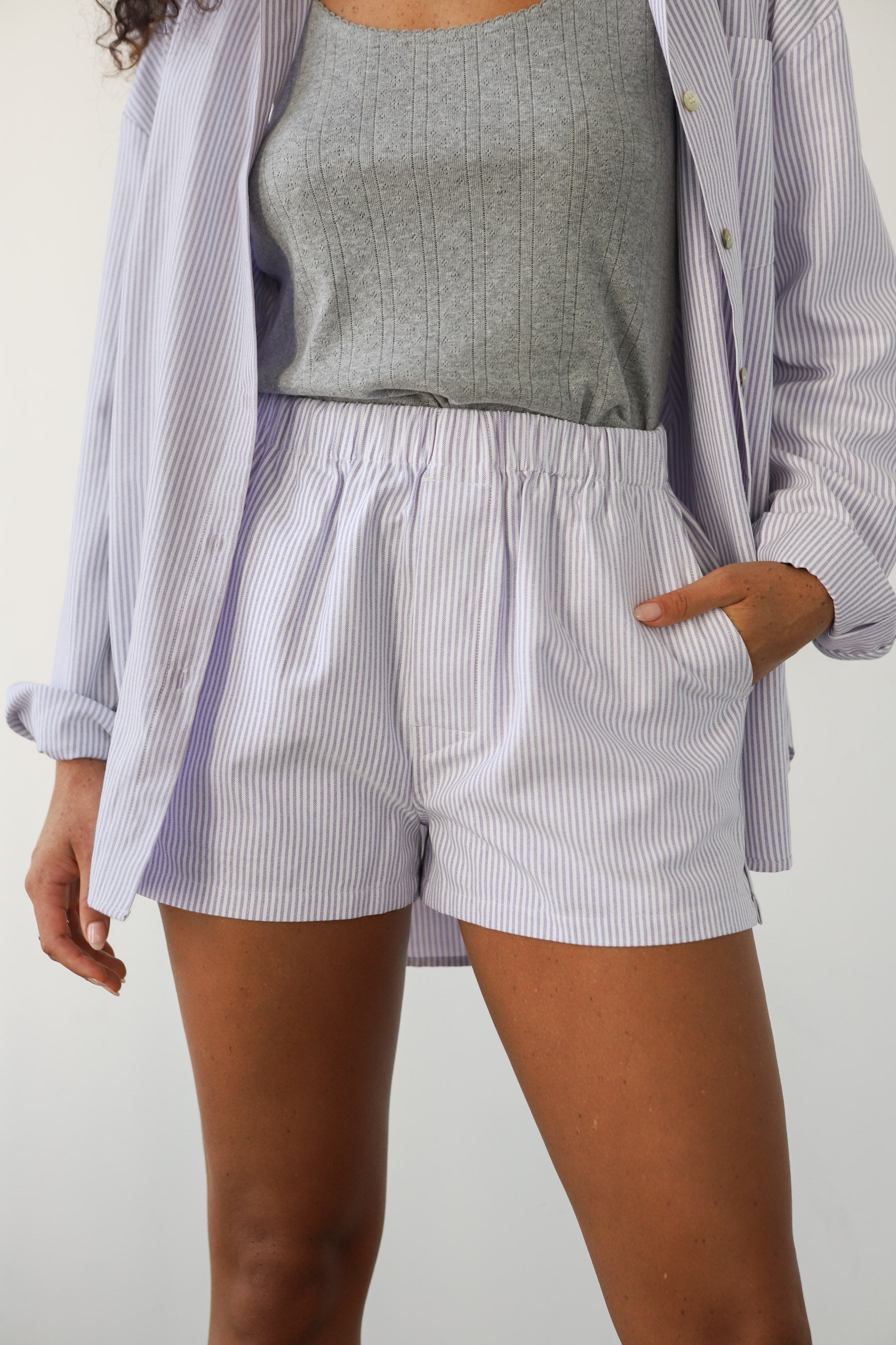 The Pinstripe Boxer Short - Lavender