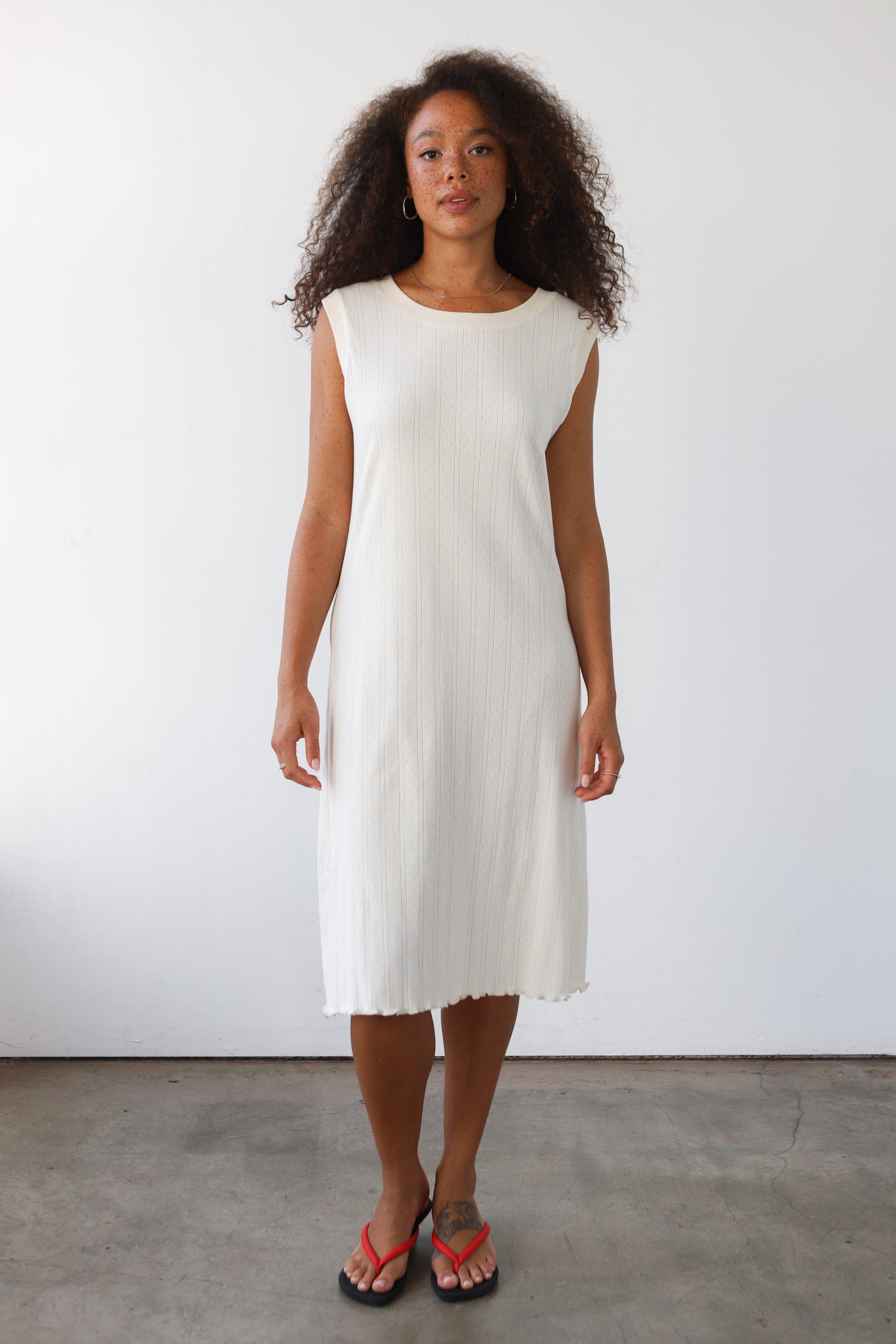 The Pointelle Day Dress - Creme