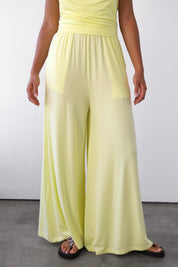 The Jersey Wide Leg Pant - Lemon