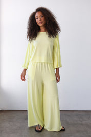 The Jersey Wide Leg Pant - Lemon