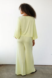 The Jersey Wide Leg Pant - Lemon