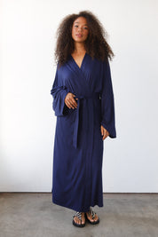 The Jersey Long Robe - Navy